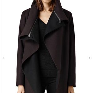 All saints burgundy wool coat